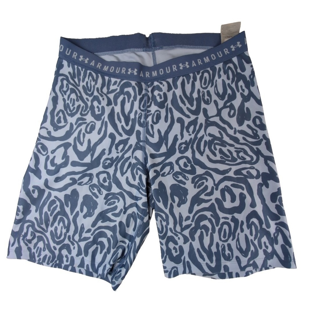 Under Armour Light Blue Graphic Print Bicycle Shorts Size XL Flaw